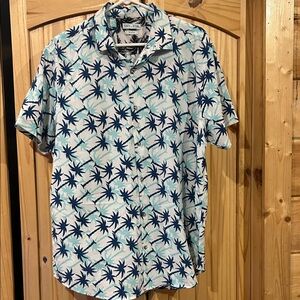 Men's Palm Print Shirt - Blue and White